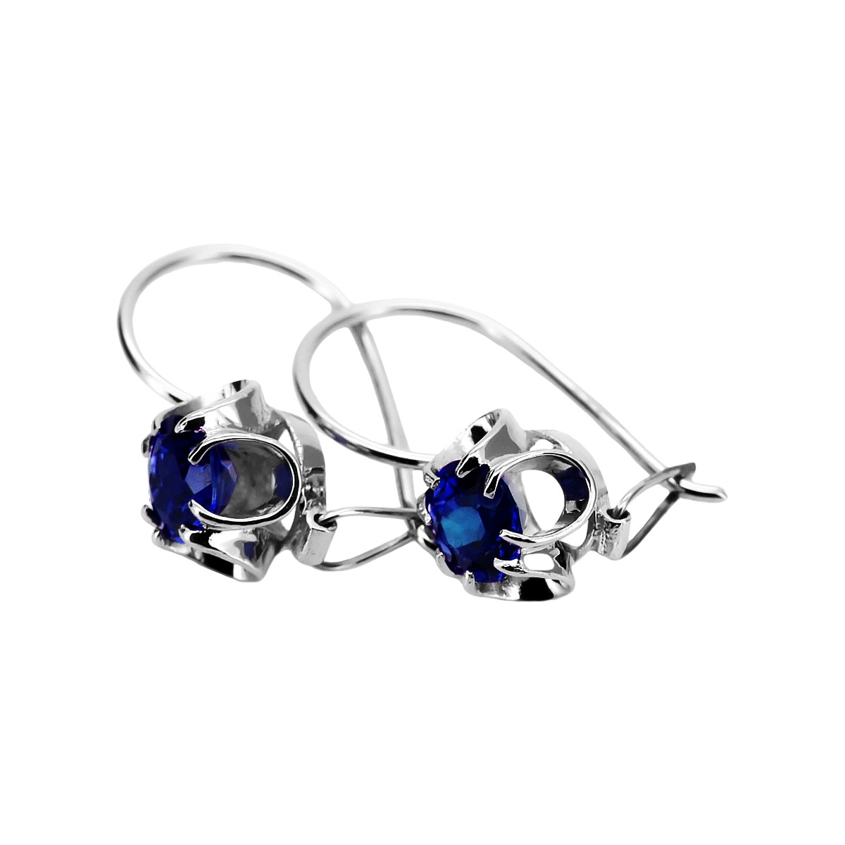 Sterling Silver 925 Sapphire Drop Earrings Vintage Russian Soviet vec035s