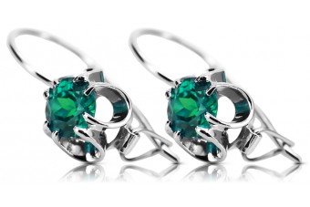 Boucles d'oreilles en argent sterling 925, Émeraude vintage. vec035s