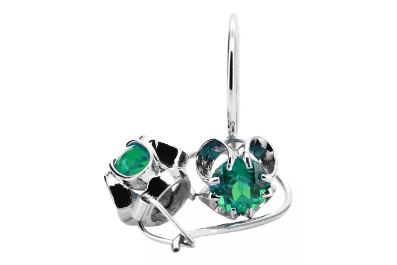 Sterling Silver 925, Emerald Drop Earrings vec035s