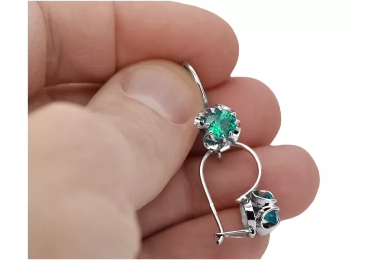 Sterling Silver 925, Emerald Drop Earrings vec035s