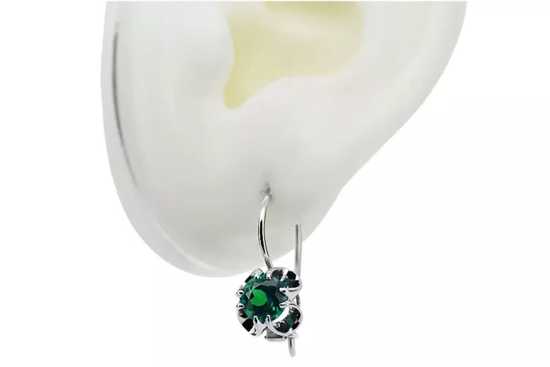 Sterling Silver 925, Emerald Drop Earrings vec035s