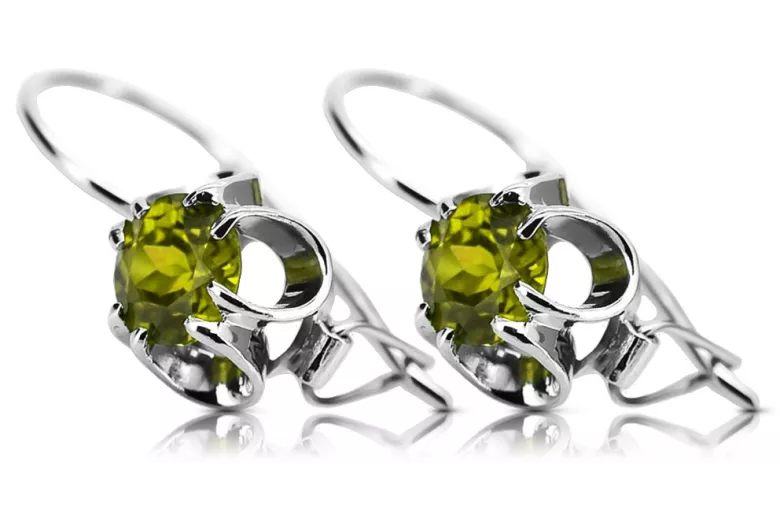 Sterling Silver 925 Peridot Earrings Vintage Russian Soviet Style vec035s