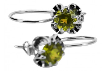 Sterling Silver 925 Peridot Earrings Vintage Russian Soviet Style vec035s