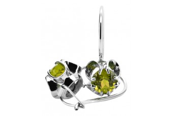 Sterling Silver 925 Peridot Earrings Vintage Russian Soviet Style vec035s