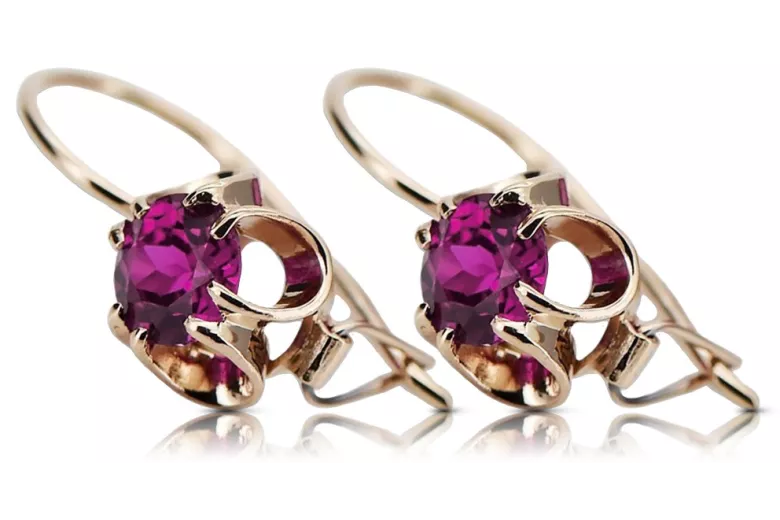 Sterling Silver Rose Gold Plated Amethyst Earrings Vintage Vec035rp vec035rp