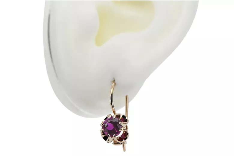 Sterling Silver Rose Gold Plated Amethyst Earrings Vintage Vec035rp vec035rp