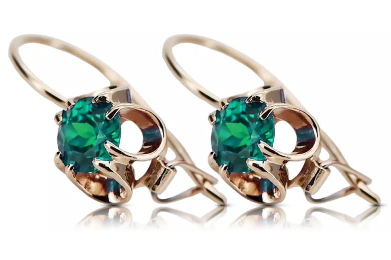 Emerald Sterling Silver Rose Gold Plated Earrings vec035rp