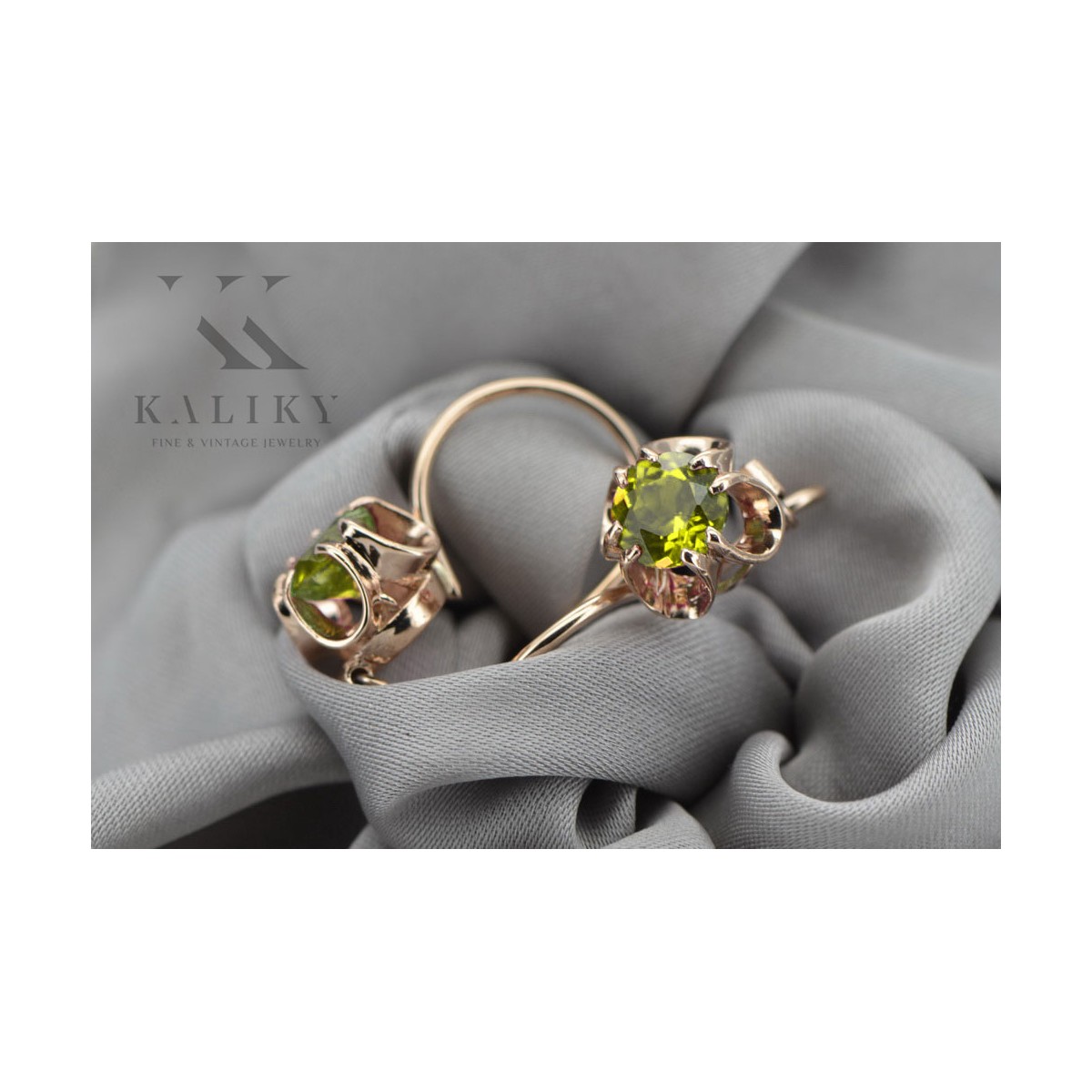 Sterling Silver Rose Gold Plated Peridot Earrings vec035rp