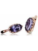 "Boucles d'oreilles vintage en or rose 14 carats avec alexandrite vec174" Vintage vec174