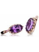 Amethyst Ohrstecker in Original 14 Karat Vintage-Roségold vec174 Vintage vec174