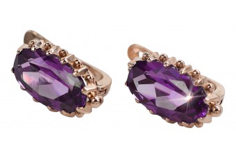 Amethyst Ohrstecker in Original 14 Karat Vintage-Roségold vec174 Vintage vec174