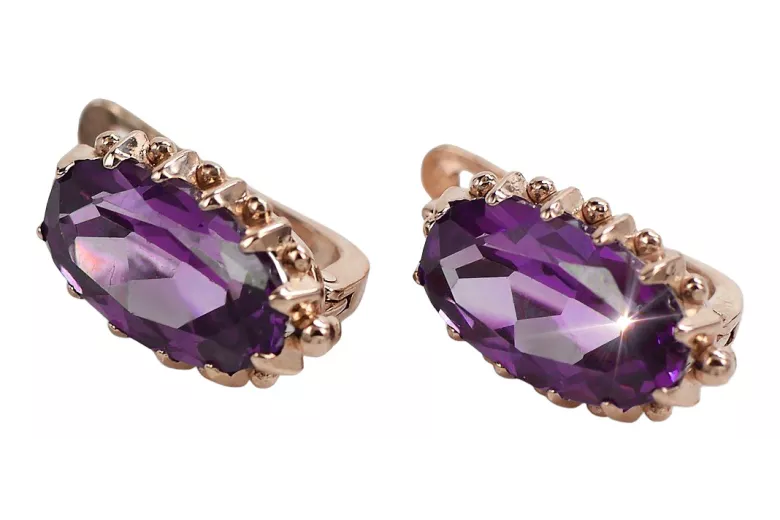 Amethyst Ohrstecker in Original 14 Karat Vintage-Roségold vec174 Vintage vec174