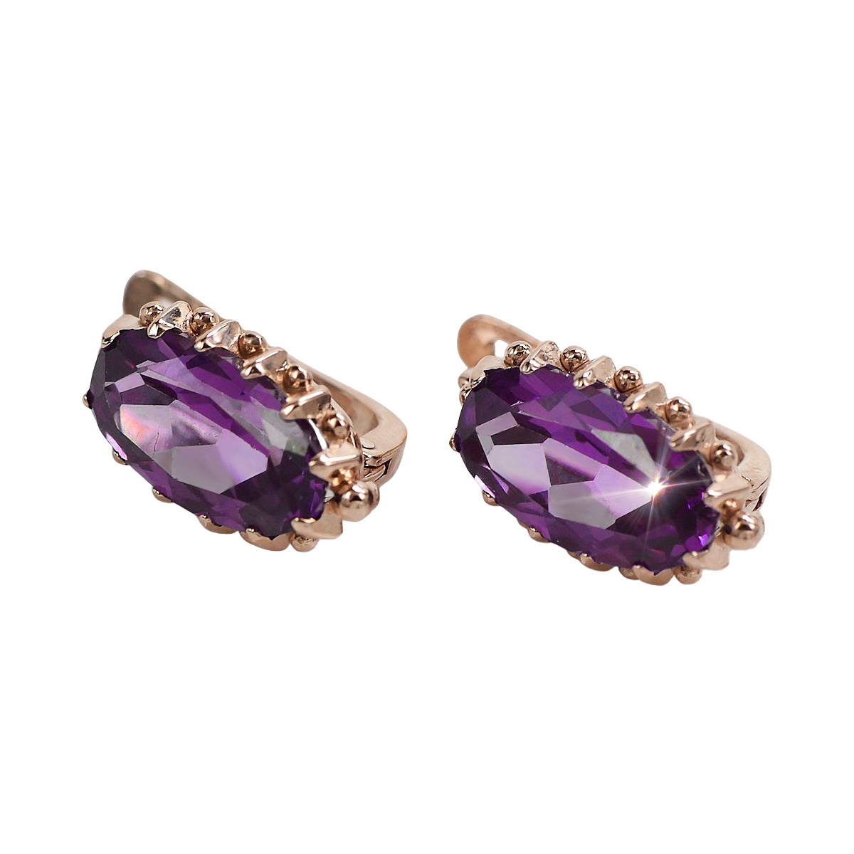 Amethyst Ohrstecker in Original 14 Karat Vintage-Roségold vec174 Vintage vec174