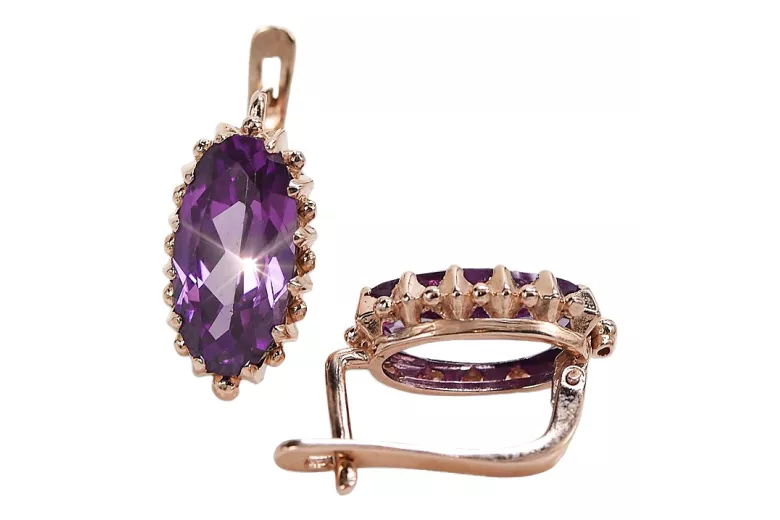 Amethyst Ohrstecker in Original 14 Karat Vintage-Roségold vec174 Vintage vec174