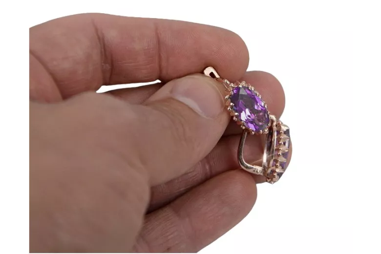 Amethyst Ohrstecker in Original 14 Karat Vintage-Roségold vec174 Vintage vec174