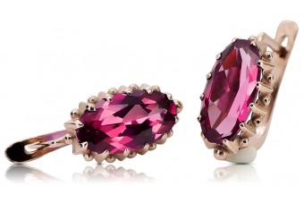Lustrous Ruby Accent, Original Vintage 14K Rose Gold Earrings vec174 vec174