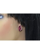 "Aretes de Rubí con Oro Rosa Antiguo 14k Original - vec174"  Vintage vec174