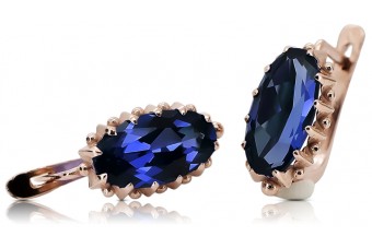"Sapphire Emblazoned 14K Rose Pink Gold Earrings vec174" Vintage vec174