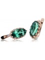 Elegant Emerald Accentuated 14K Rose Pink Gold Earrings vec174 vec174