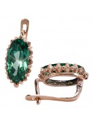 Elegant Emerald Accentuated 14K Rose Pink Gold Earrings vec174 vec174