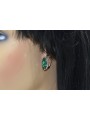 Elegant Emerald Accentuated 14K Rose Pink Gold Earrings vec174 vec174