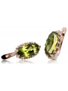 Peridot Accentuated 14K Rose Pink Gold Earrings - Original Vintage Style vec174 vec174