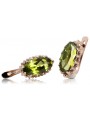 "Peridoto Exquisito en Oro Rosa de 14k Original Antiguo - Pendientes Elegantes vec174" Vintage vec174