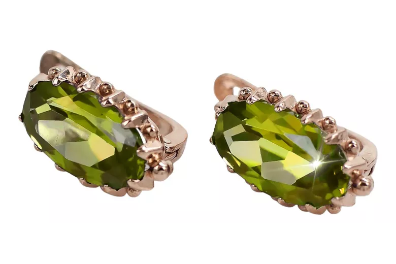 Peridot Ohrschmuck in Original 14k Roségold - vec174 Vintage vec174