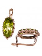 "Peridoto Exquisito en Oro Rosa de 14k Original Antiguo - Pendientes Elegantes vec174" Vintage vec174