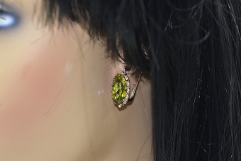 "Boucles d'oreilles Péridot en or rose 14 carats 585 vintage vec174" Vintage vec174