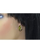 "Peridoto Exquisito en Oro Rosa de 14k Original Antiguo - Pendientes Elegantes vec174" Vintage vec174