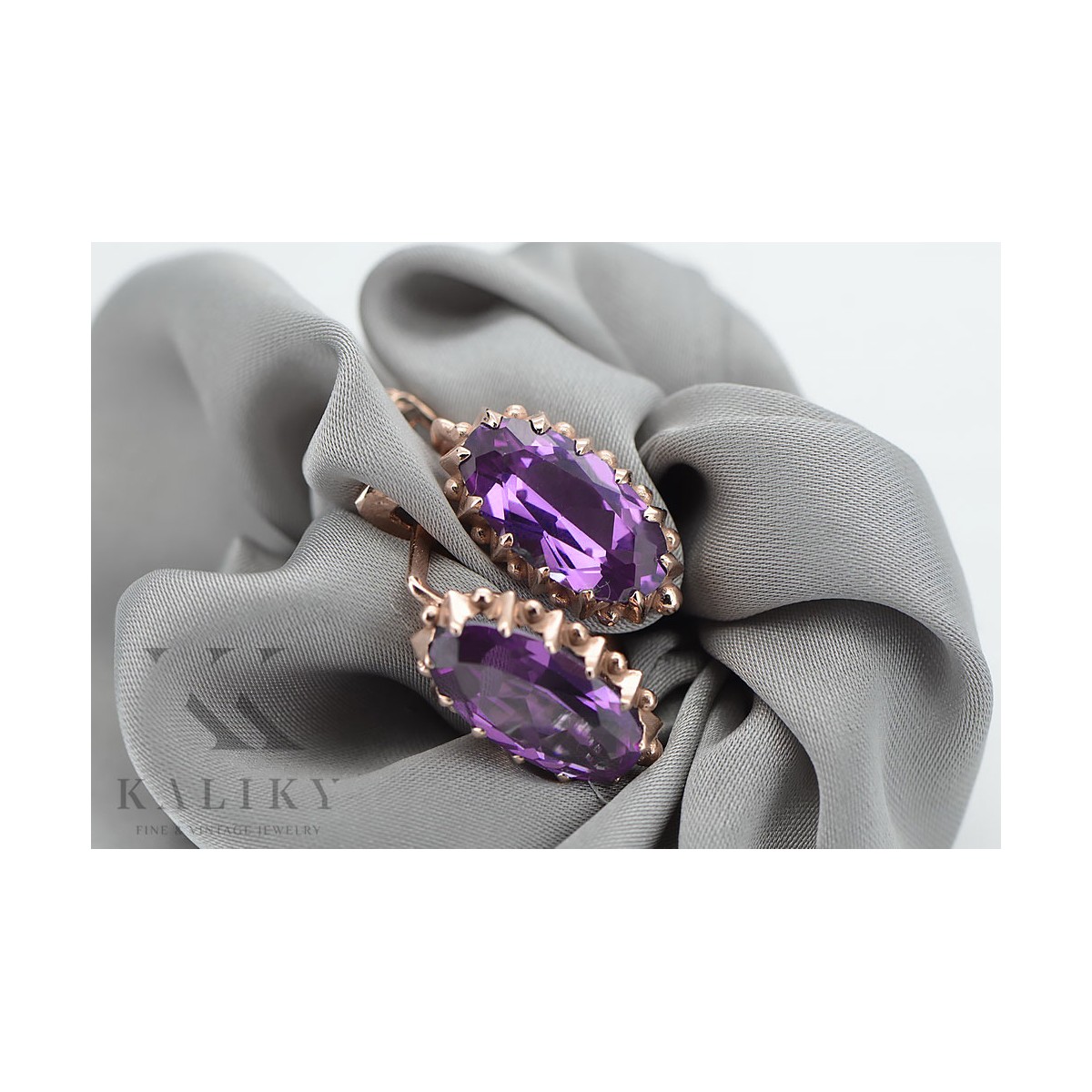 Silber 925, Amethyst Ohrringe Vintage-Stil vec174s