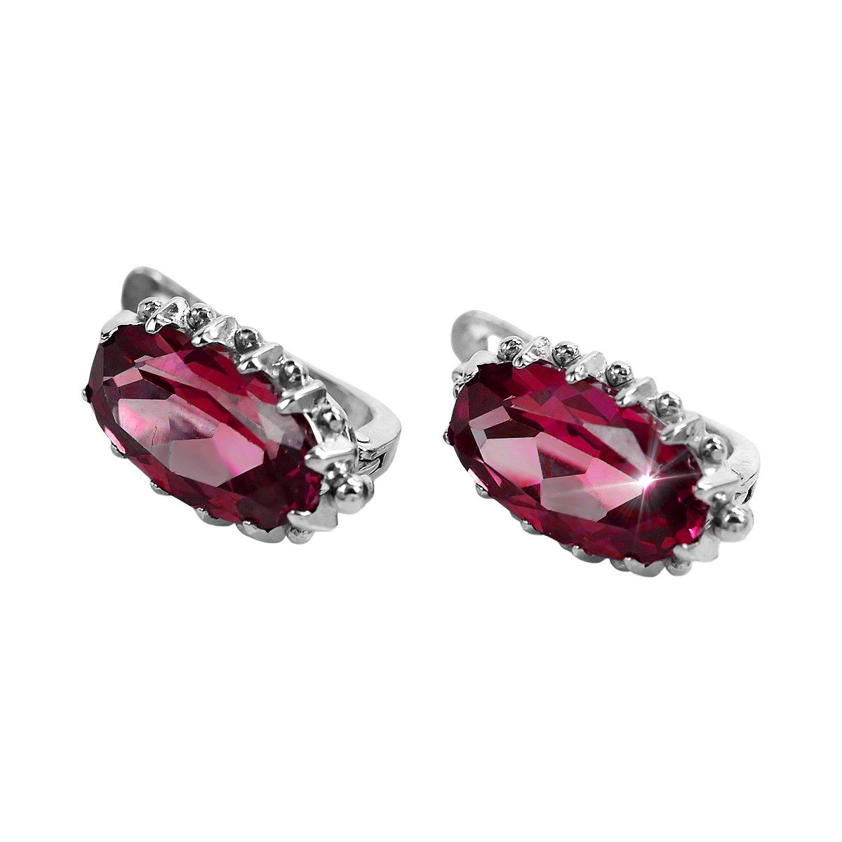 Boucles d'oreilles en Argent Sterling 925, Rubis Vintage vec174s