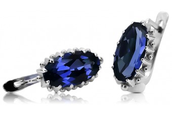 Серебряные серьги винтаж с сапфирами vec174s