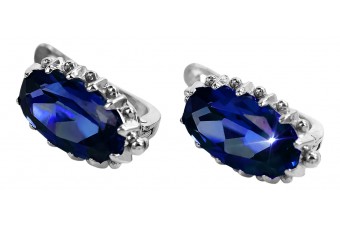 Vintage Sterling Silver 925 Sapphire Earrings vec174s