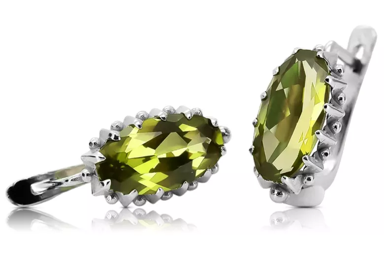 Pendientes de Plata 925, Peridoto Vintage vec174s