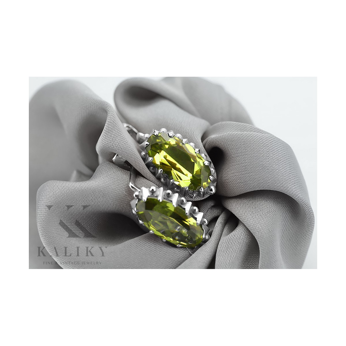 Pendientes de Plata 925, Peridoto Vintage vec174s