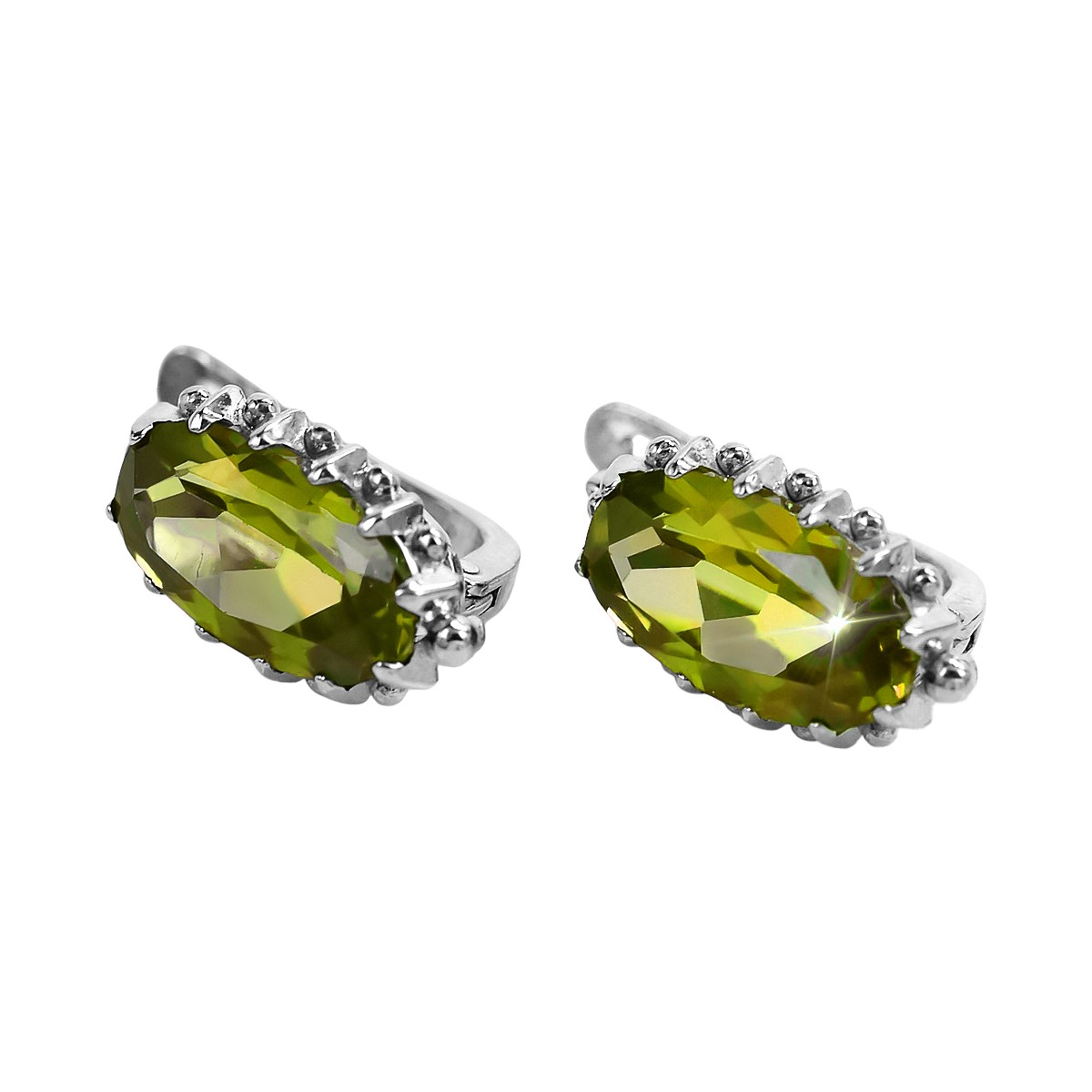 Pendientes de Plata 925, Peridoto Vintage vec174s