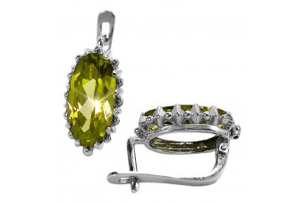 Sterling Silver 925, Peridot Vintage Earrings vec174s