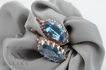 Rose Gold Plated Sterling Silver Aquamarine Earrings vec174rp