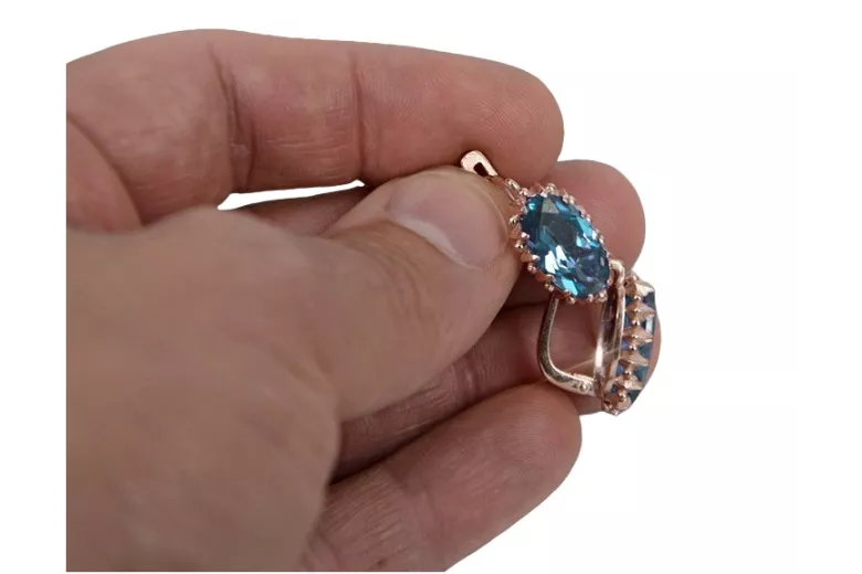 Sterling Silber rosévergoldet, Aquamarine Ohrringe vec174rp