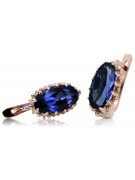 Sterling Silver Rose Gold Plated Sapphire Earrings vec174rp