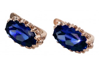 Sterling Silver Rose Gold Plated Sapphire Earrings vec174rp