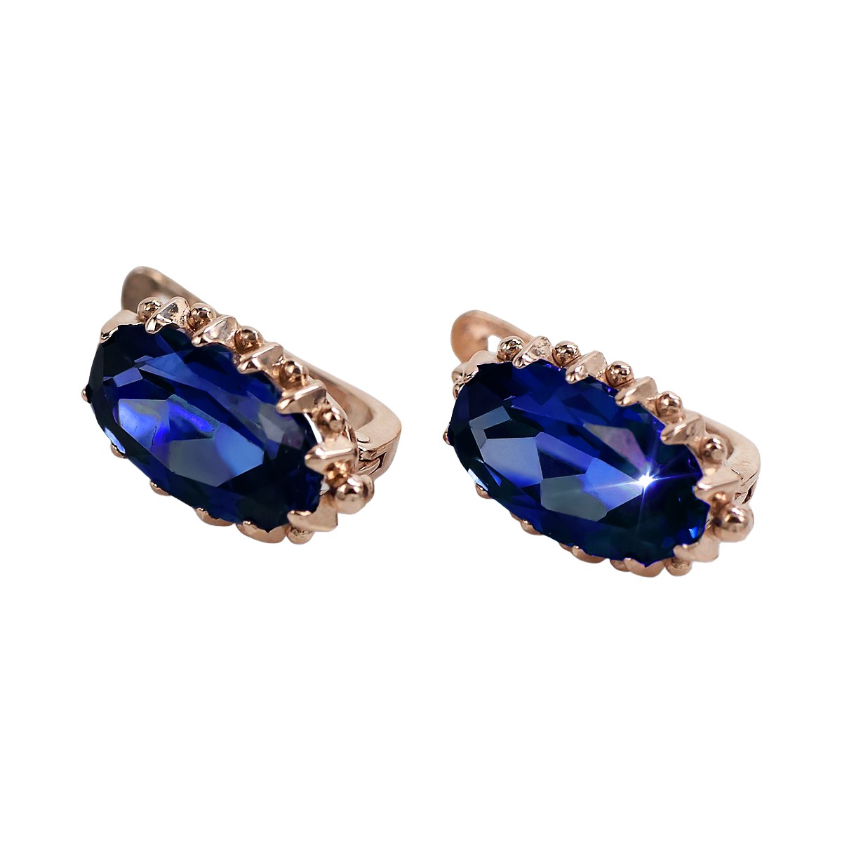 Sterling Silver Rose Gold Plated Sapphire Earrings vec174rp