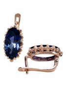 Sterling Silver Rose Gold Plated Sapphire Earrings vec174rp