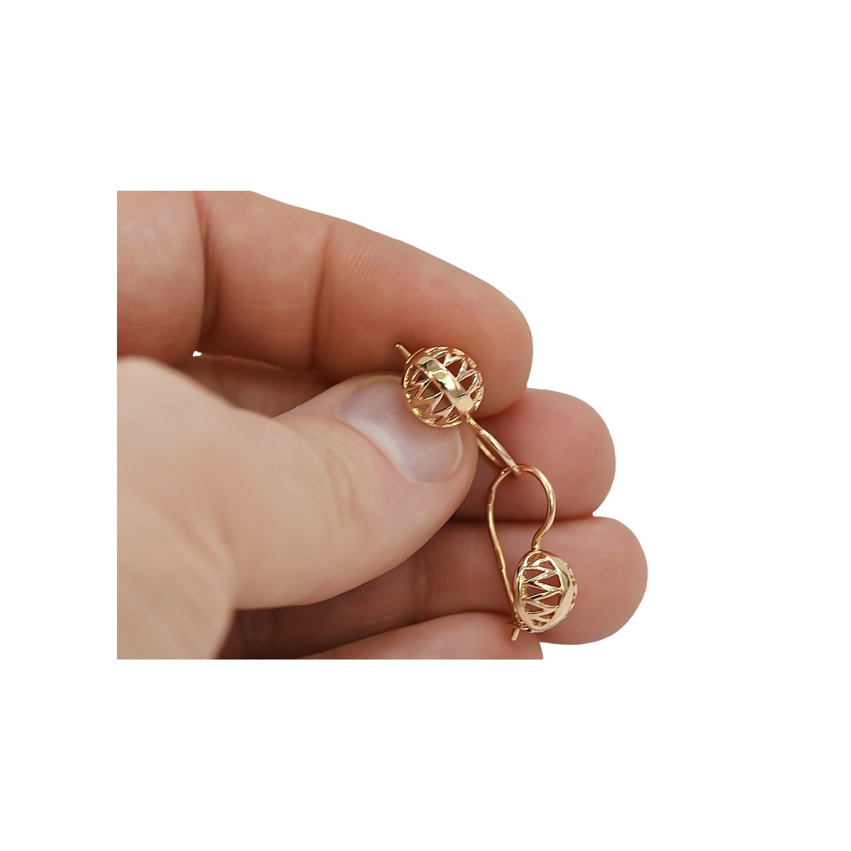 Pendientes de bola antiguos de oro rosa de 14k 585 sin piedras ven074 ven074