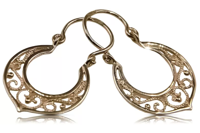 "Original Vintage 14K Rose Gold Gipsy Earrings with No Stones" ven075 ven075