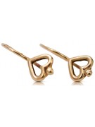 "No Stones 14K Rose Gold Vintage Heart Earrings" ven102 ven102