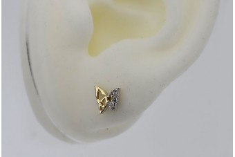 14K Yellow Gold Zirco Crown Earrings cec019yw