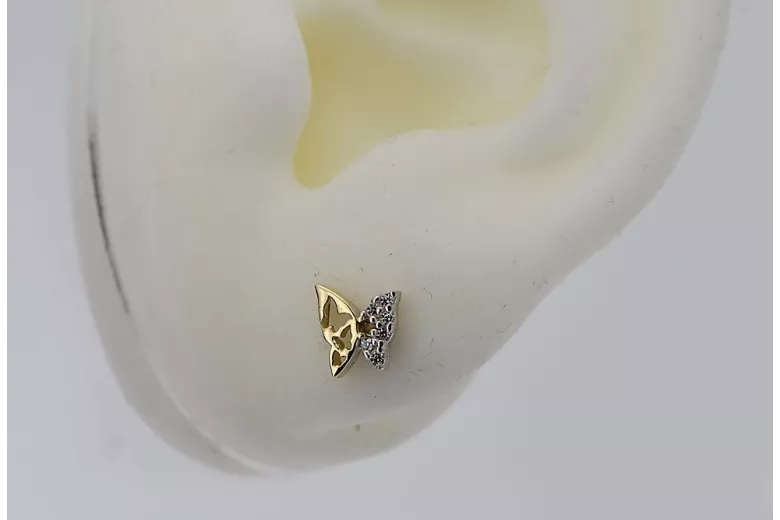 14K Yellow Gold Zirco Crown Earrings cec019yw